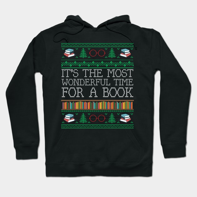 Books Reading Librarian Teacher Book Lovers Ugly Christmas Hoodie by mrsmitful01